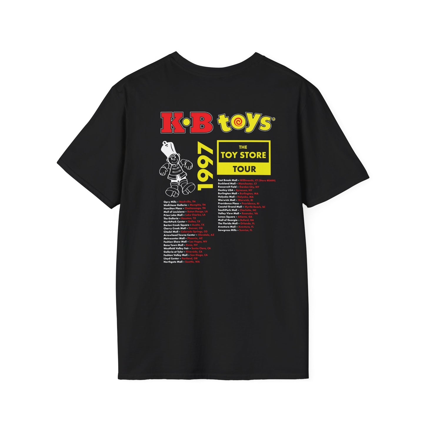 KB Toys® Concert Tour Unisex T-Shirt - 1997 Locations Memorabilia