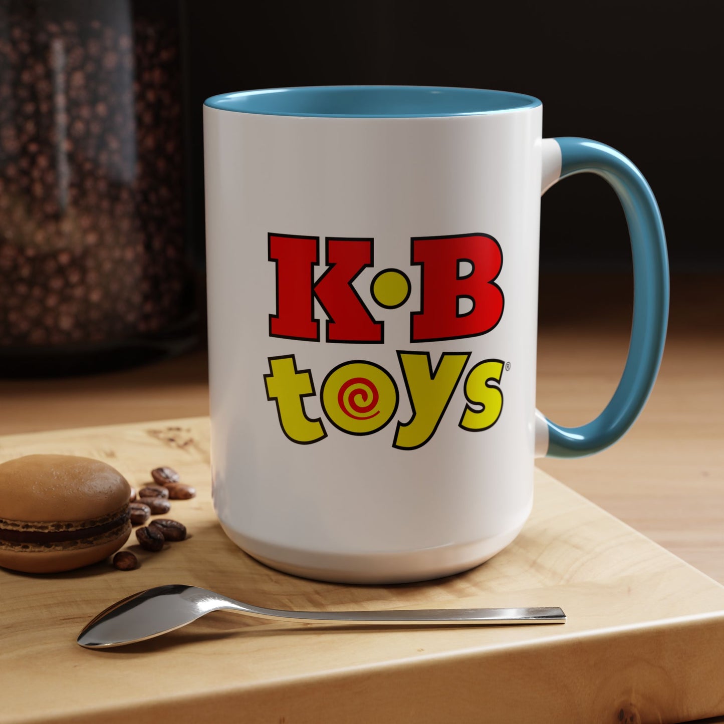 Coffee Mug, Dual Kay Bee Toys™ and KB Toys® Logos, Gift for Toy Enthusiasts and 90s Kids, Vintage 1984-1997 Toy Soldier Logo Design