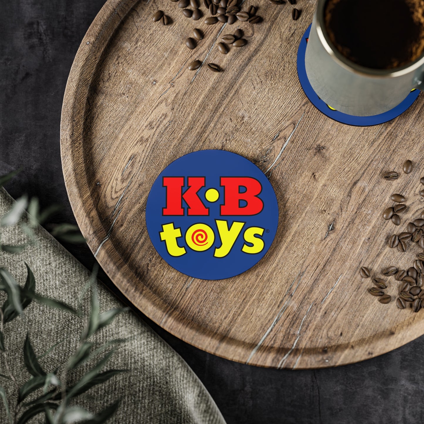 Coasters - KB Toys® Logo with Blue Background - Perfect Gift for Coffee-Lovers and Drink Enthusiasts