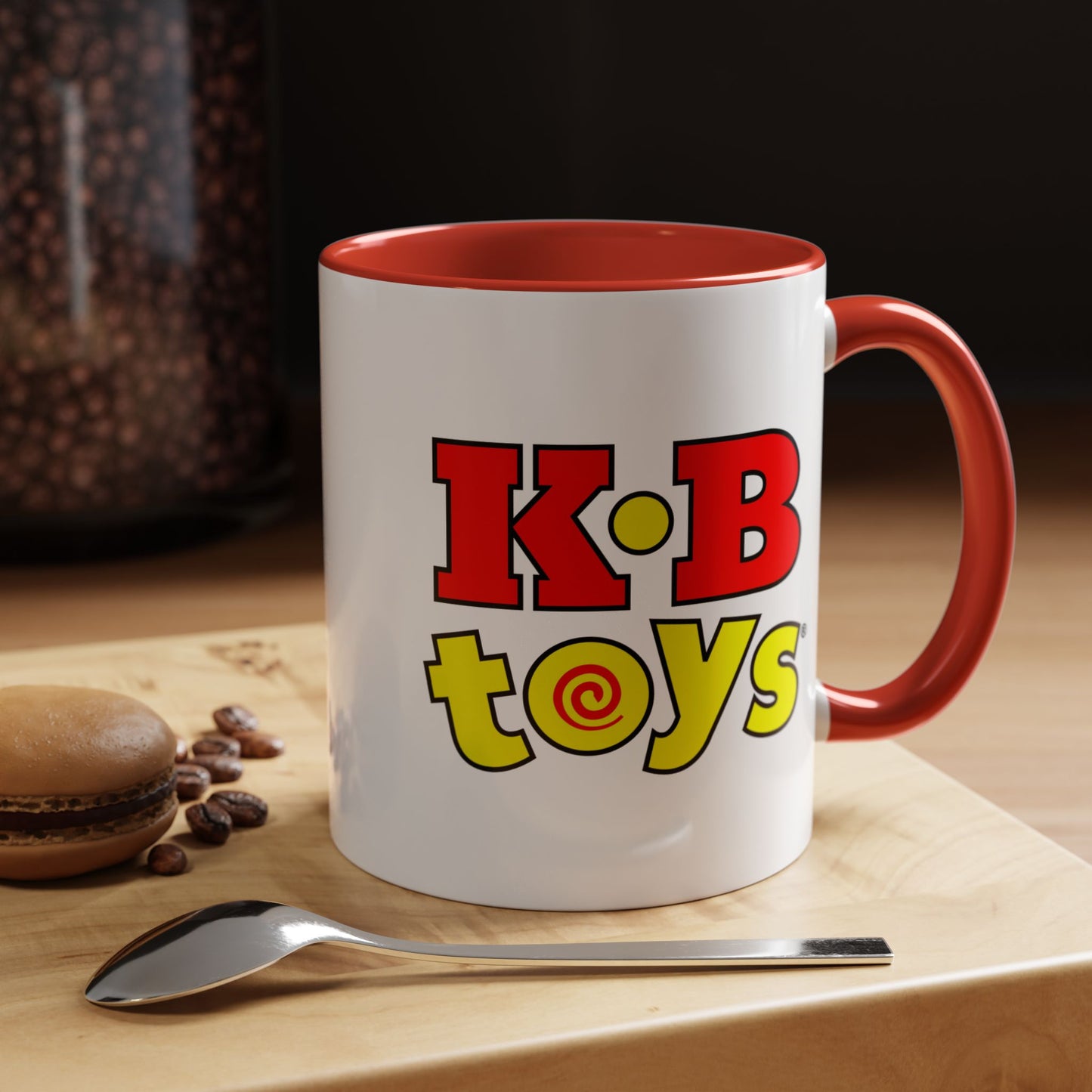 Coffee Mug, Dual Kay Bee Toys™ and KB Toys® Logos, Gift for Toy Enthusiasts and 90s Kids, Vintage 1984-1997 Toy Soldier Logo Design