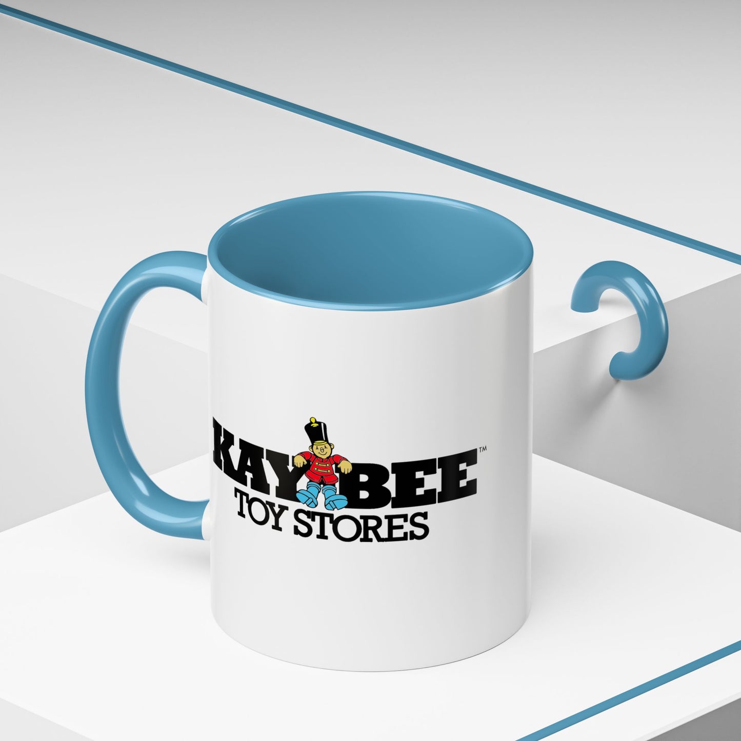 Coffee Mug, Dual Kay Bee Toys™ and KB Toys® Logos, Gift for Toy Enthusiasts and 90s Kids, Vintage 1984-1997 Toy Soldier Logo Design