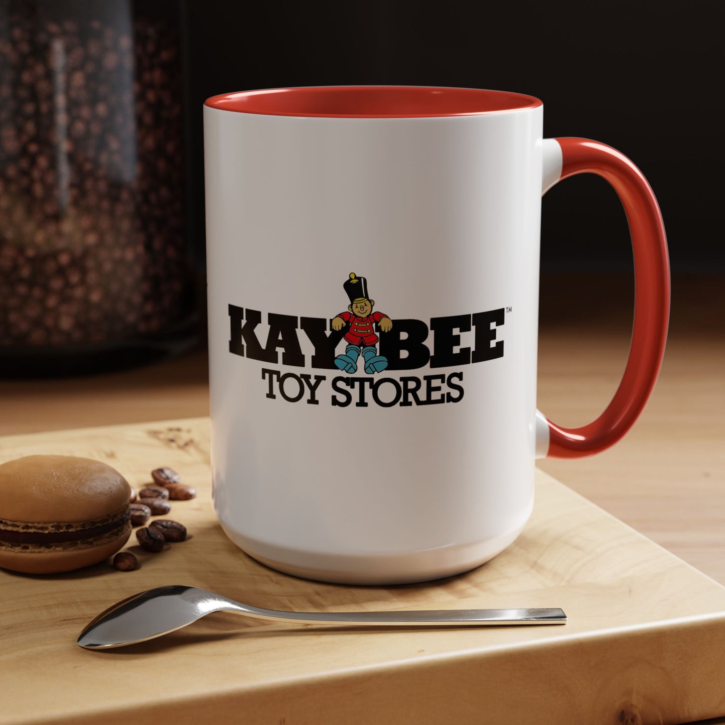 Coffee Mug, Kay Bee Toys® Logo, Gift for Toy Enthusiasts and 90s Kids, Vintage 1984-1997 Toy Soldier Logo Design