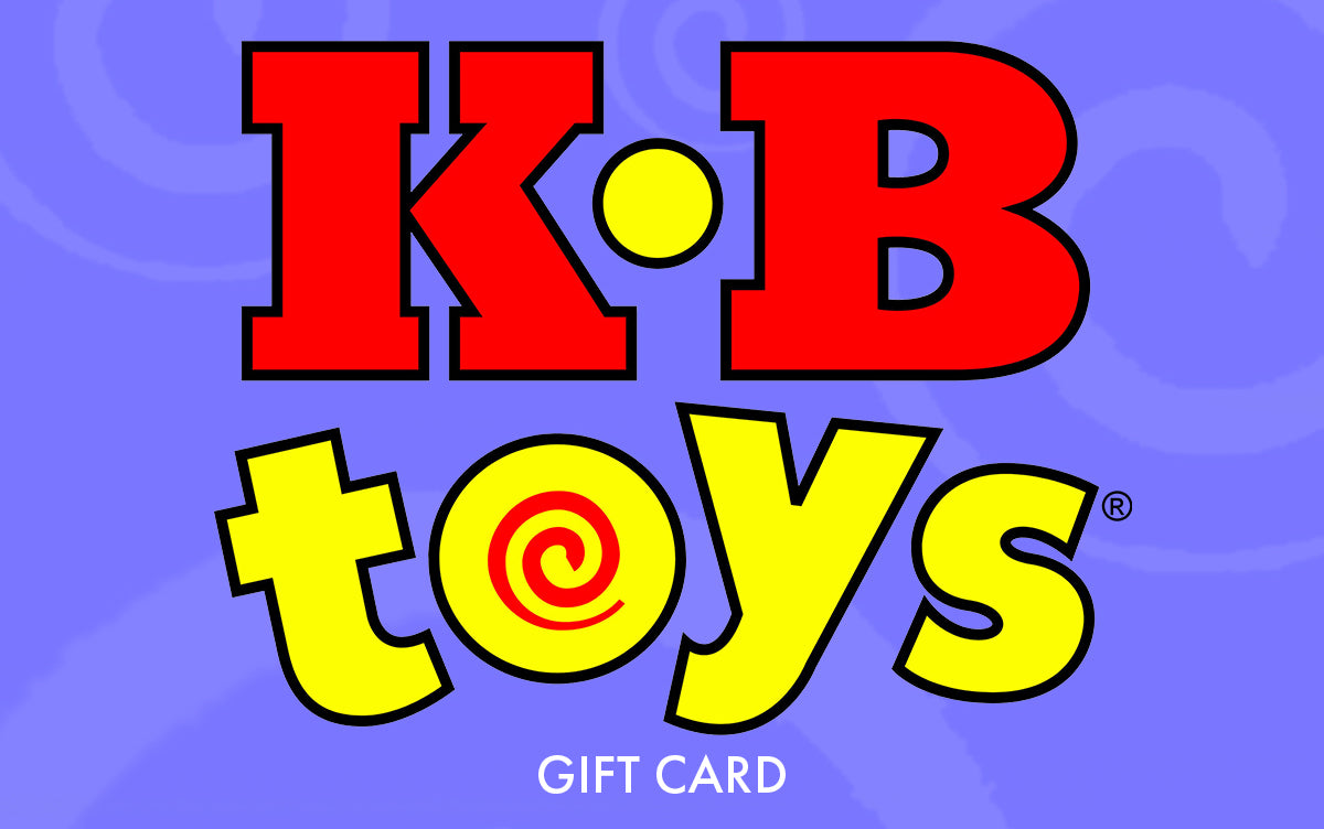 Gift card with purple background and KB Toys logo in red and yellow.