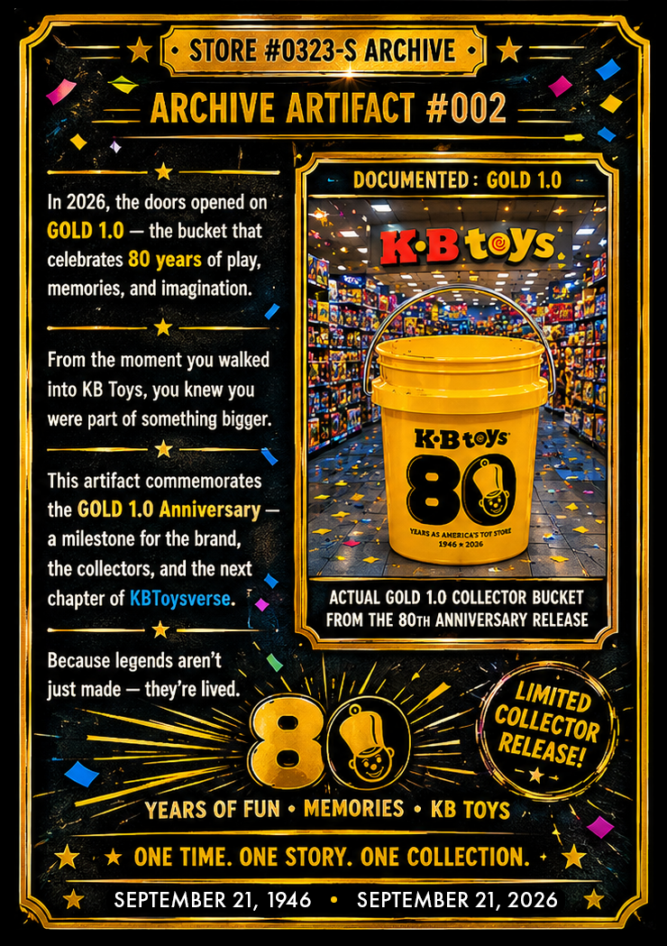 PRE-SALE BEGINS SOON | KB Toys® Gold 1.0 Anniversary Trading Card – Official 2026 Collector Release